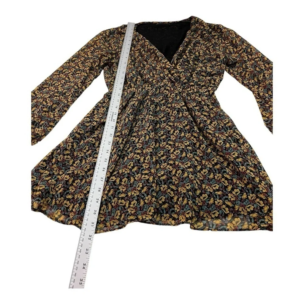 Zara Floral Print Long Sleeve Mini Dress Medium